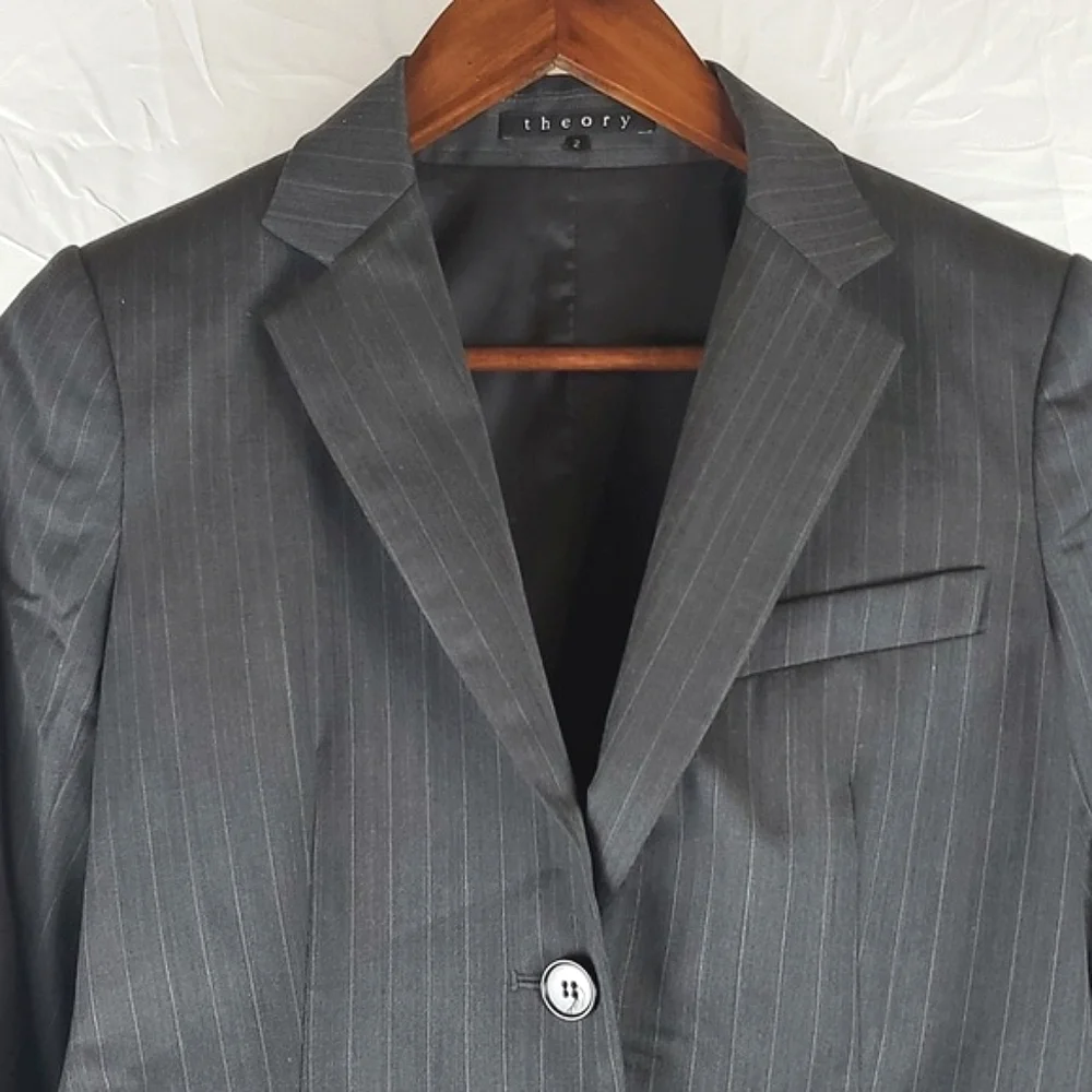 Theory Gabe Gray‎ Pinstripe Wool Blazer